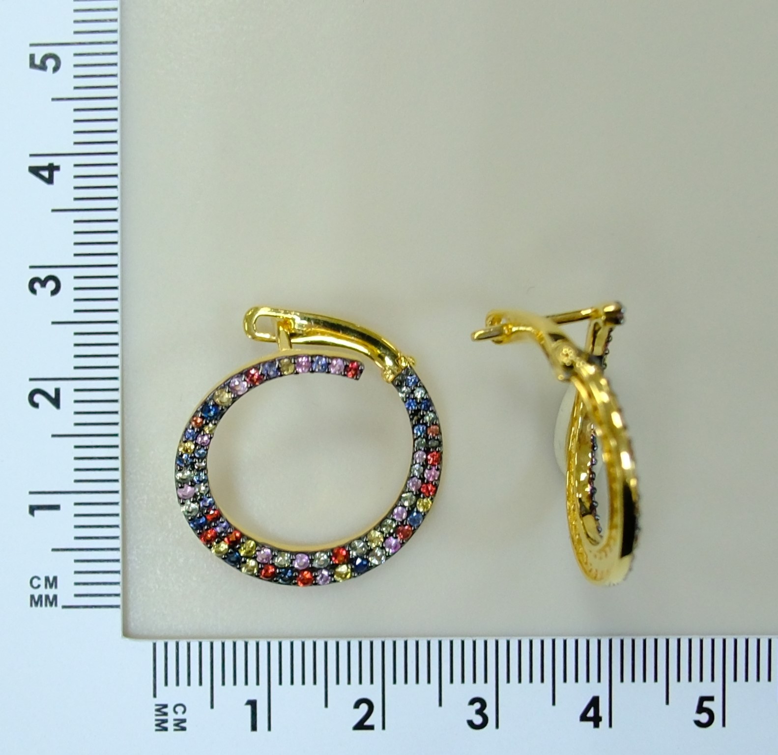Серебряные серьги с мультисапфирами